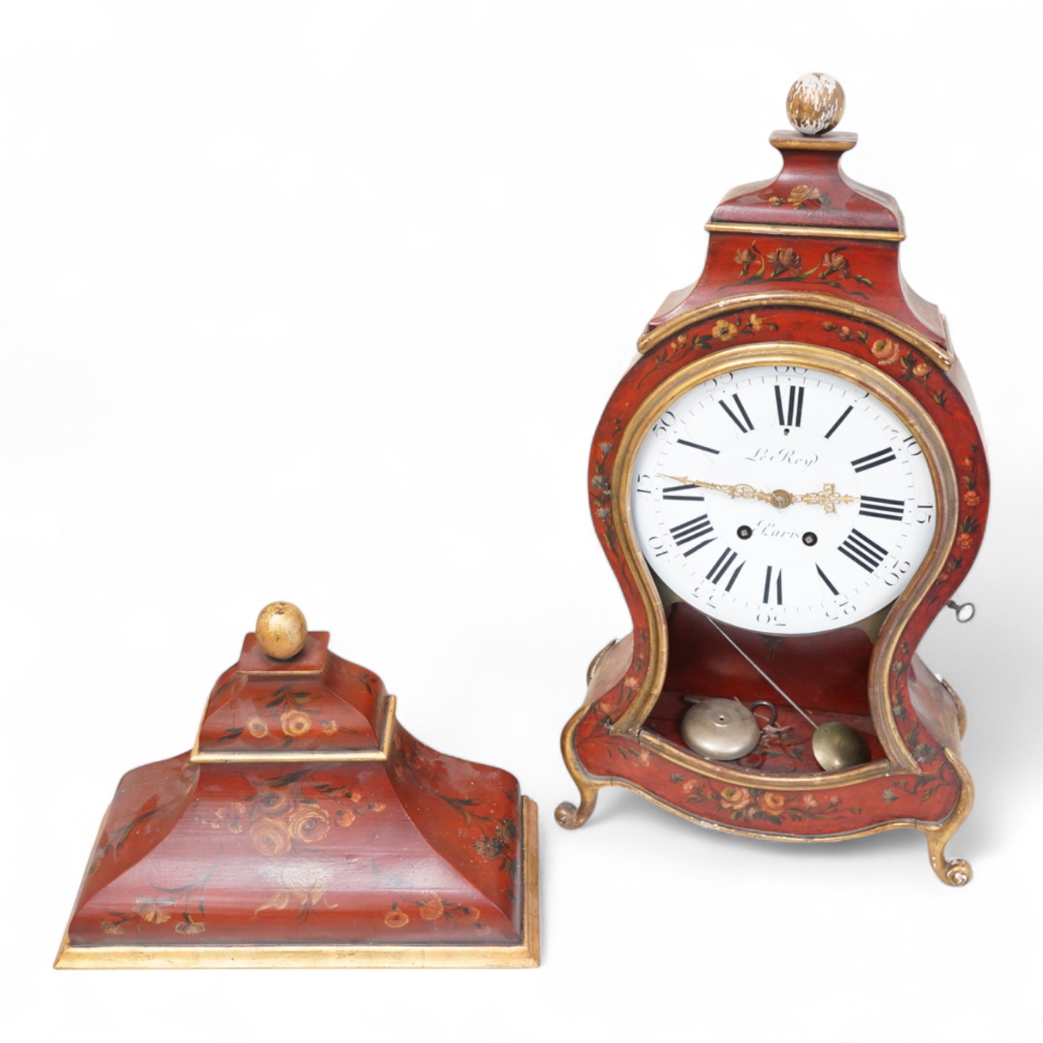 A Charles Le Roy, Paris bracket clock, striking on a bell, with key and pendulum, 58cm high